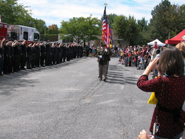 The MCPD Honor Guard with the Northwest High School Honor Guard bring in the Colors 